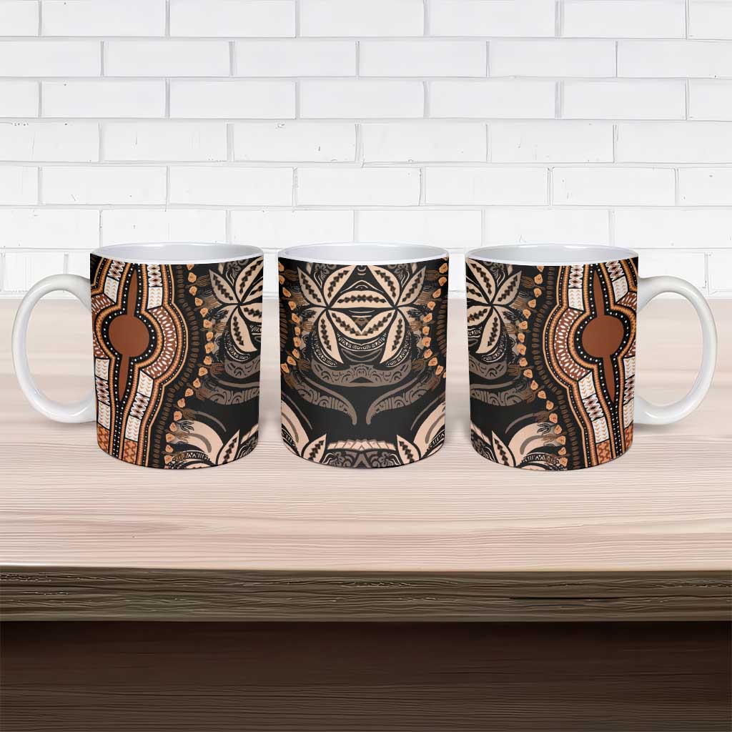 Polynesia Mixed African Dashiki Ceramic Mug Afro-pacific Culture - Gold