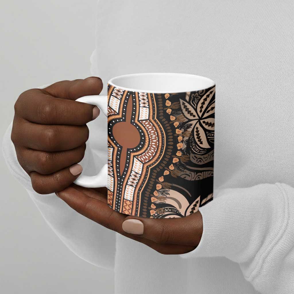 Polynesia Mixed African Dashiki Ceramic Mug Afro-pacific Culture - Gold
