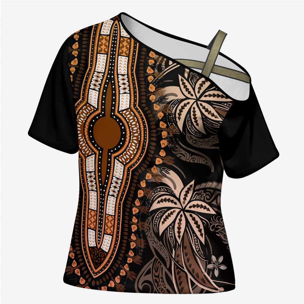 Polynesia Mixed African Dashiki Cross Shoulder Shirt Afro-pacific Culture - Gold