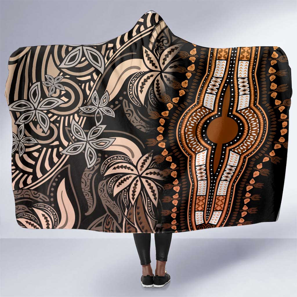 Polynesia Mixed African Dashiki Hooded Blanket Afro-pacific Culture - Gold