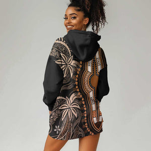 Polynesia Mixed African Dashiki Hoodie Dress Afro-pacific Culture - Gold