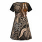 Polynesia Mixed African Dashiki Kid Short Sleeve Dress Afro-pacific Culture - Gold