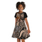 Polynesia Mixed African Dashiki Kid Short Sleeve Dress Afro-pacific Culture - Gold