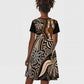 Polynesia Mixed African Dashiki Kid Short Sleeve Dress Afro-pacific Culture - Gold