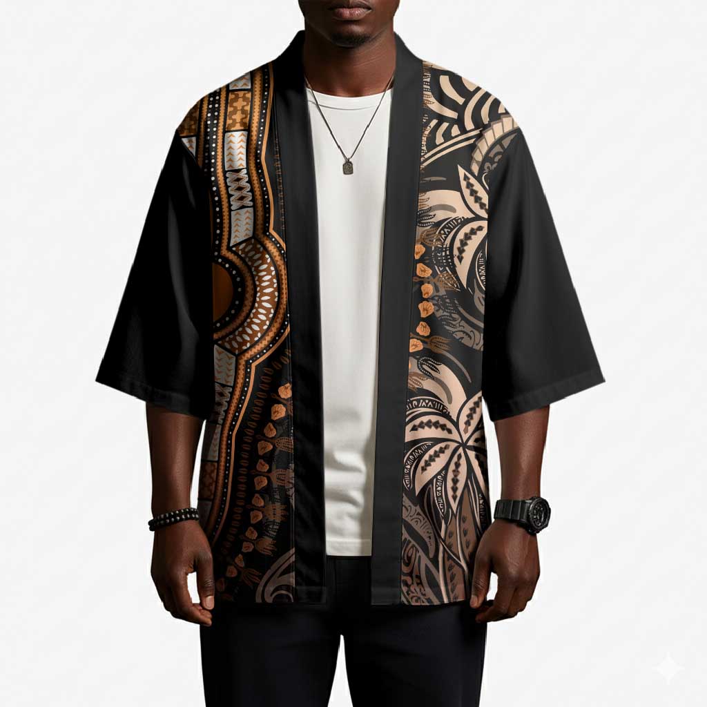 Polynesia Mixed African Dashiki Kimono Afro-pacific Culture - Gold