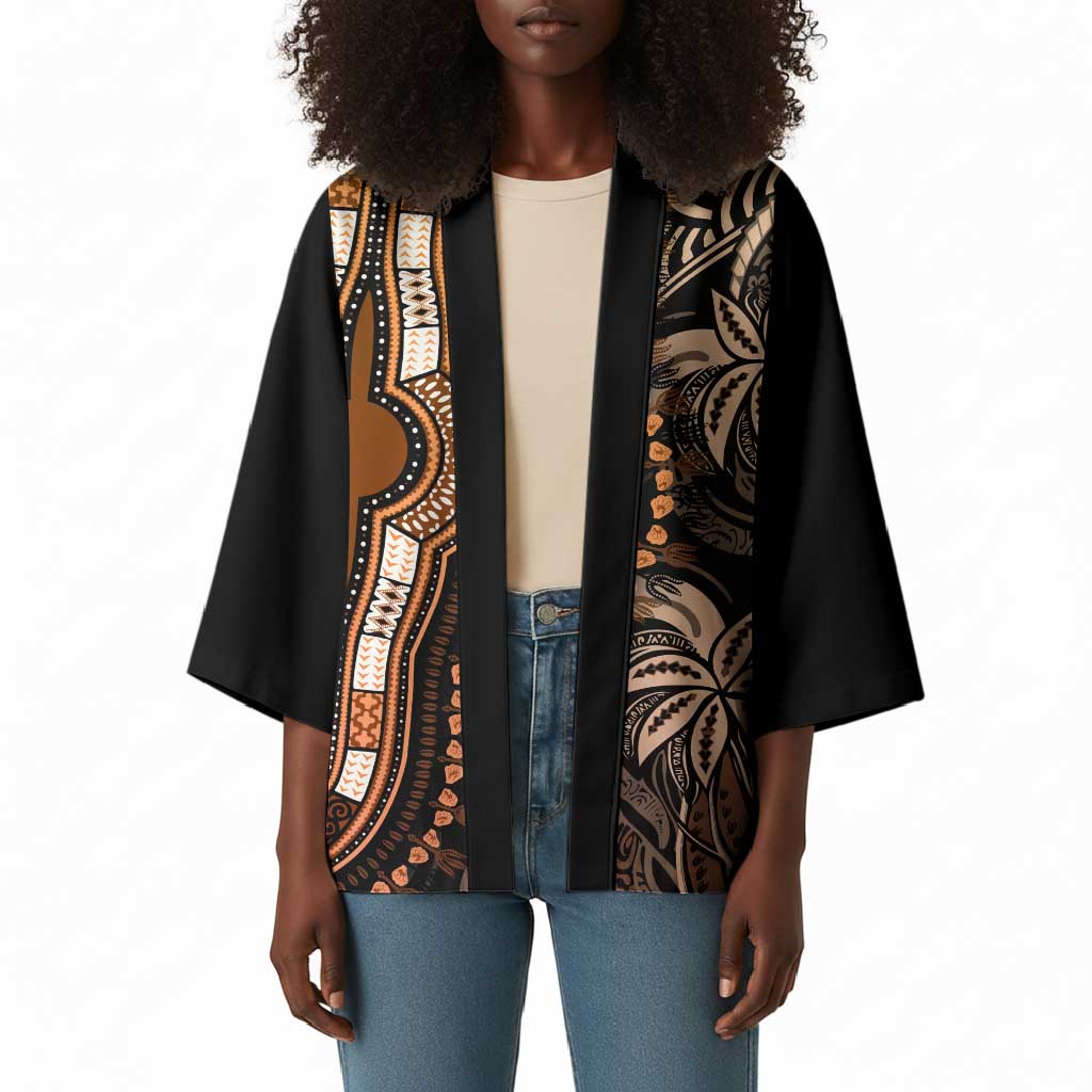 Polynesia Mixed African Dashiki Kimono Afro-pacific Culture - Gold