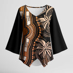Polynesia Mixed African Dashiki Kimono Sleeve Blouse Afro-pacific Culture - Gold
