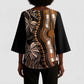 Polynesia Mixed African Dashiki Kimono Sleeve Blouse Afro-pacific Culture - Gold