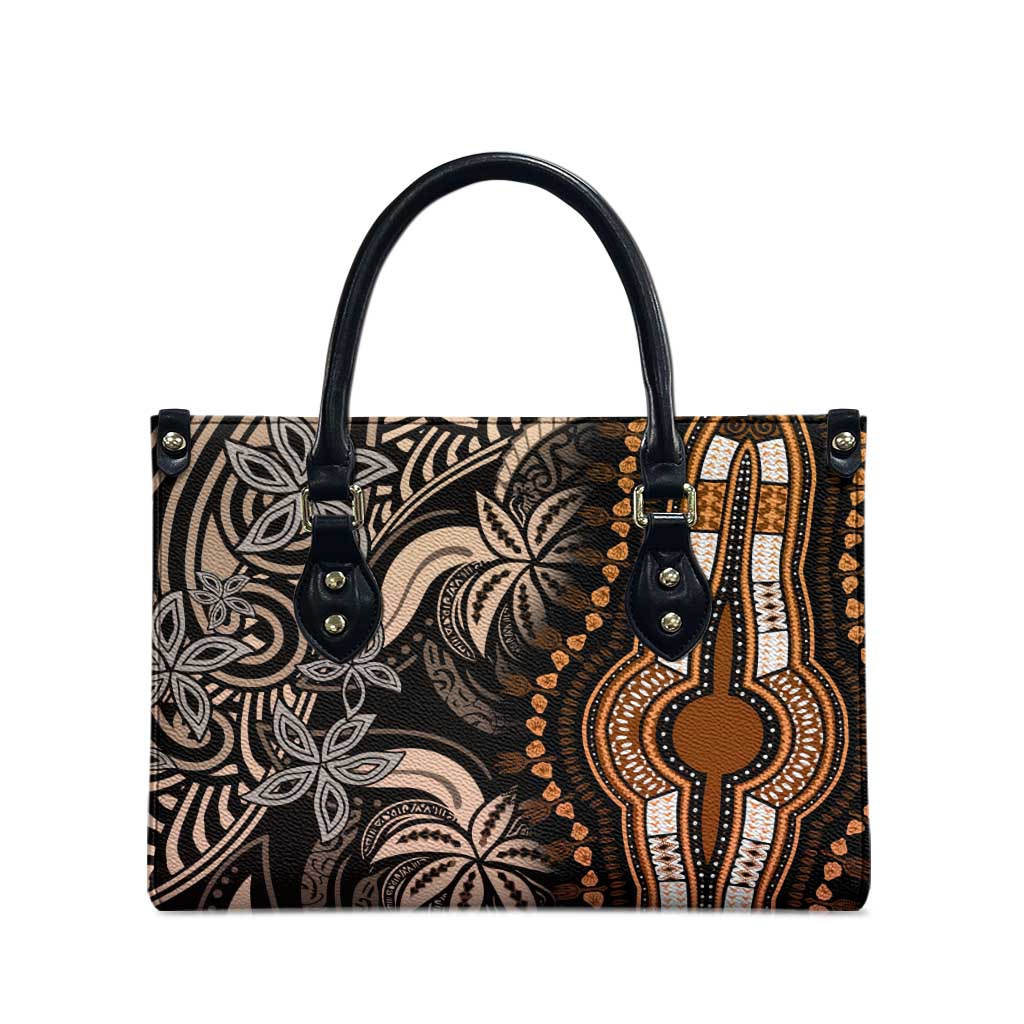 Polynesia Mixed African Dashiki Leather Bag Afro-pacific Culture - Gold