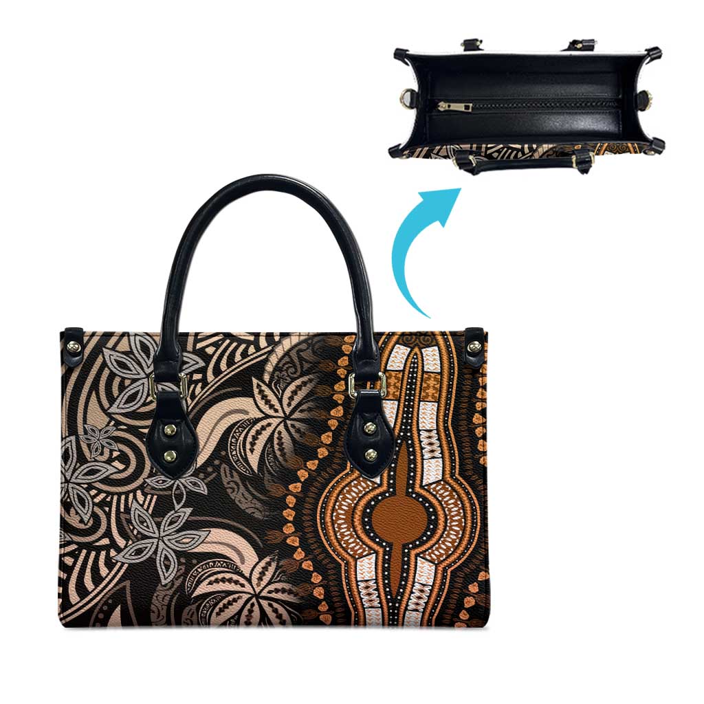 Polynesia Mixed African Dashiki Leather Bag Afro-pacific Culture - Gold