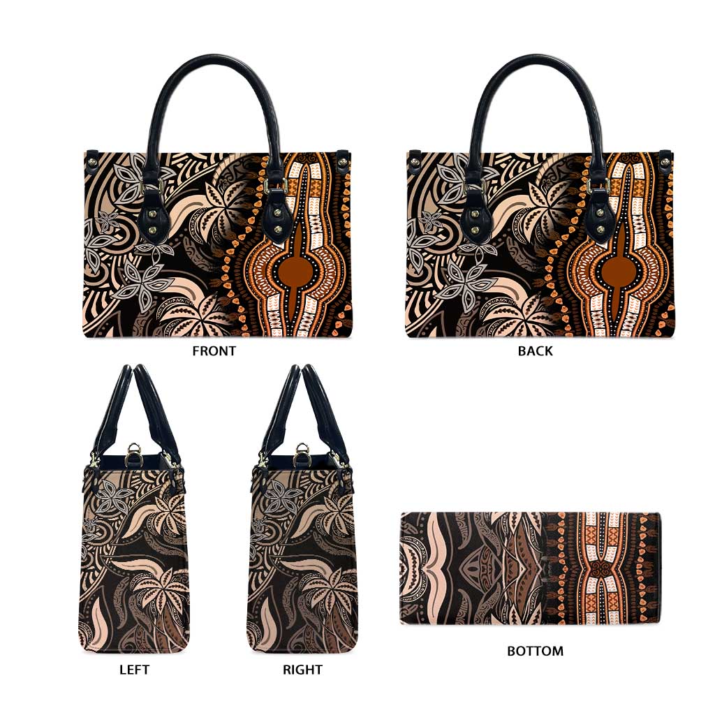 Polynesia Mixed African Dashiki Leather Bag Afro-pacific Culture - Gold