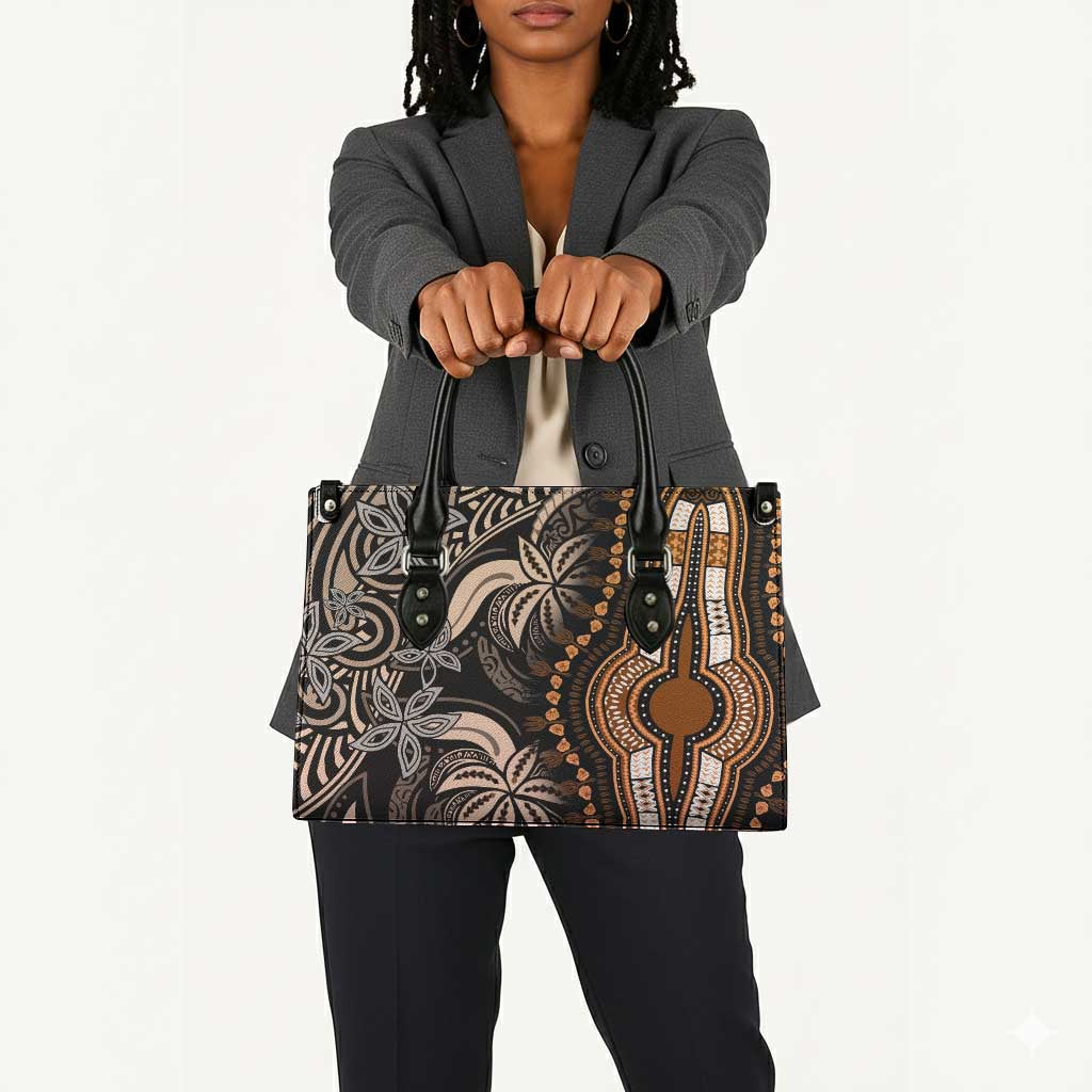 Polynesia Mixed African Dashiki Leather Bag Afro-pacific Culture - Gold