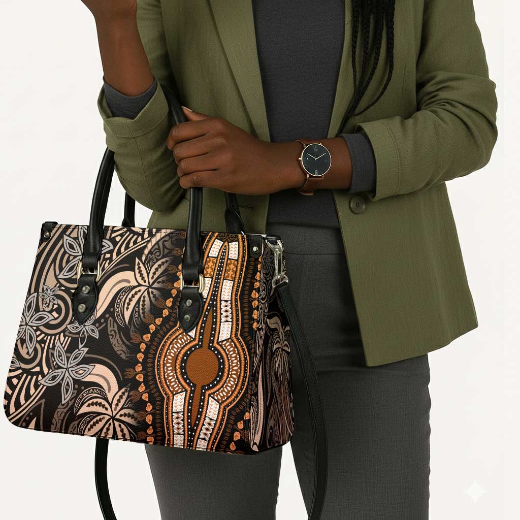 Polynesia Mixed African Dashiki Leather Bag Afro-pacific Culture - Gold