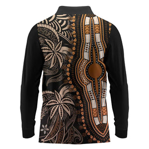 Polynesia Mixed African Dashiki Long Sleeve Polo Shirt Afro-pacific Culture - Gold