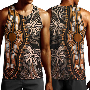 Polynesia Mixed African Dashiki Men Tank Top Afro-pacific Culture - Gold