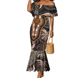 Polynesia Mixed African Dashiki Mermaid Dress Afro-pacific Culture - Gold