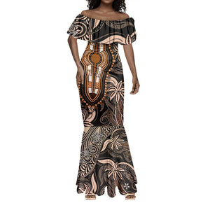 Polynesia Mixed African Dashiki Mermaid Dress Afro-pacific Culture - Gold