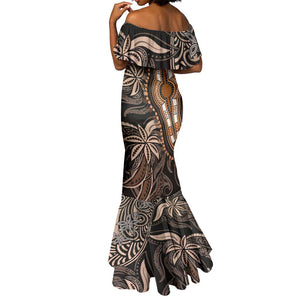 Polynesia Mixed African Dashiki Mermaid Dress Afro-pacific Culture - Gold