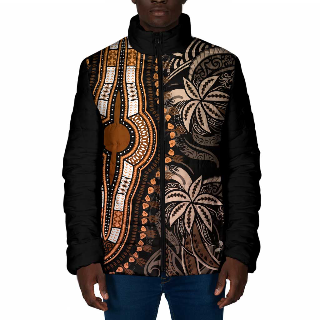 Polynesia Mixed African Dashiki Padded Jacket Afro-pacific Culture - Gold