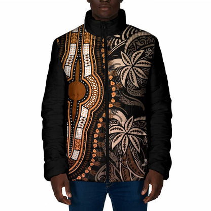Polynesia Mixed African Dashiki Padded Jacket Afro-pacific Culture - Gold