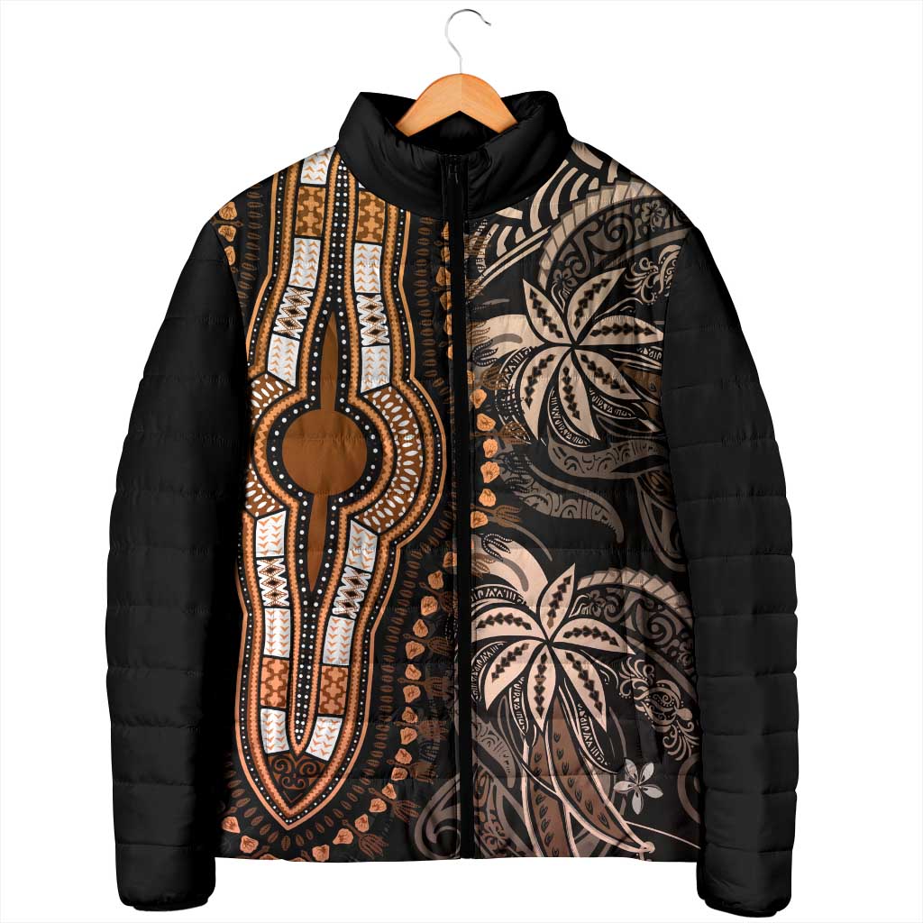 Polynesia Mixed African Dashiki Padded Jacket Afro-pacific Culture - Gold