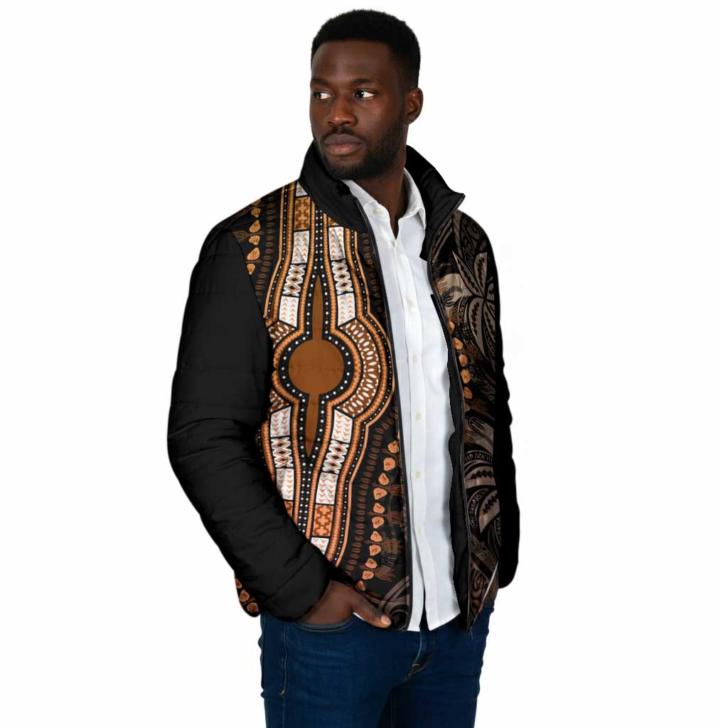 Polynesia Mixed African Dashiki Padded Jacket Afro-pacific Culture - Gold
