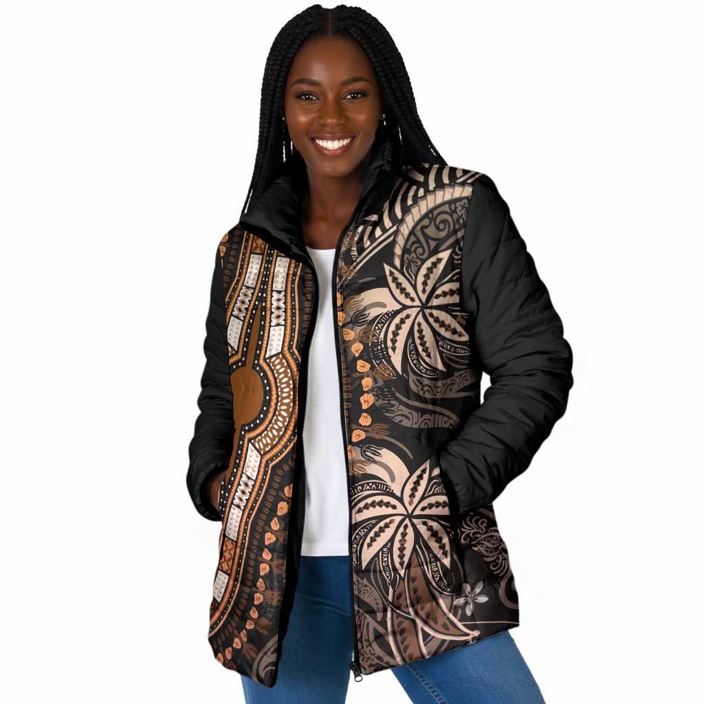 Polynesia Mixed African Dashiki Padded Jacket Afro-pacific Culture - Gold