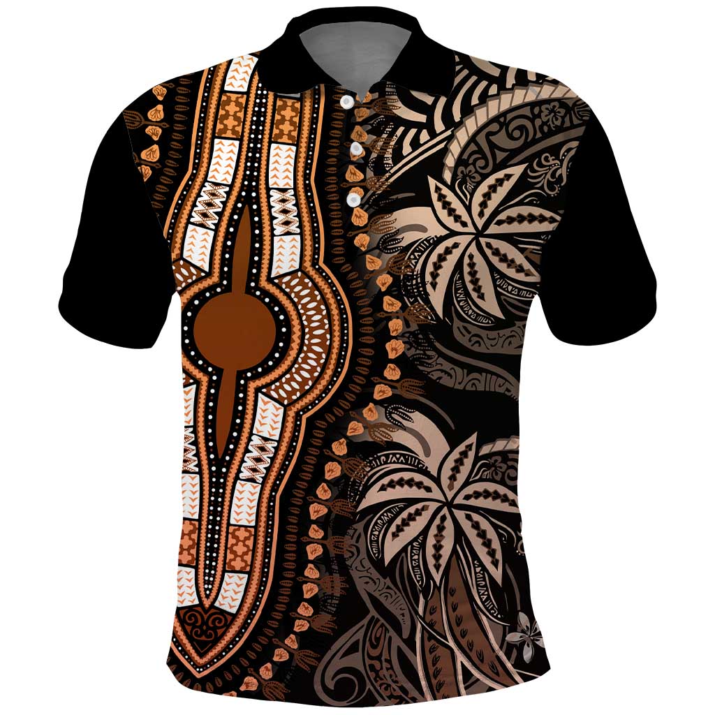 Polynesia Mixed African Dashiki Polo Shirt Afro-pacific Culture - Gold