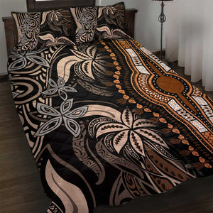 Polynesia Mixed African Dashiki Quilt Bed Set Afro-pacific Culture - Gold