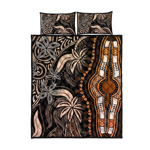 Polynesia Mixed African Dashiki Quilt Bed Set Afro-pacific Culture - Gold