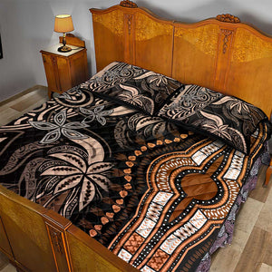 Polynesia Mixed African Dashiki Quilt Bed Set Afro-pacific Culture - Gold