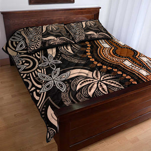 Polynesia Mixed African Dashiki Quilt Bed Set Afro-pacific Culture - Gold