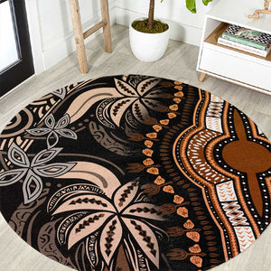 Polynesia Mixed African Dashiki Round Carpet Afro-pacific Culture - Gold