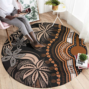 Polynesia Mixed African Dashiki Round Carpet Afro-pacific Culture - Gold