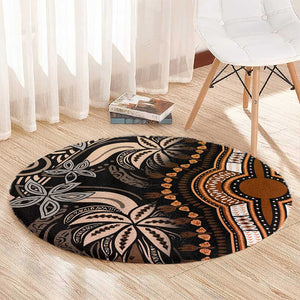 Polynesia Mixed African Dashiki Round Carpet Afro-pacific Culture - Gold