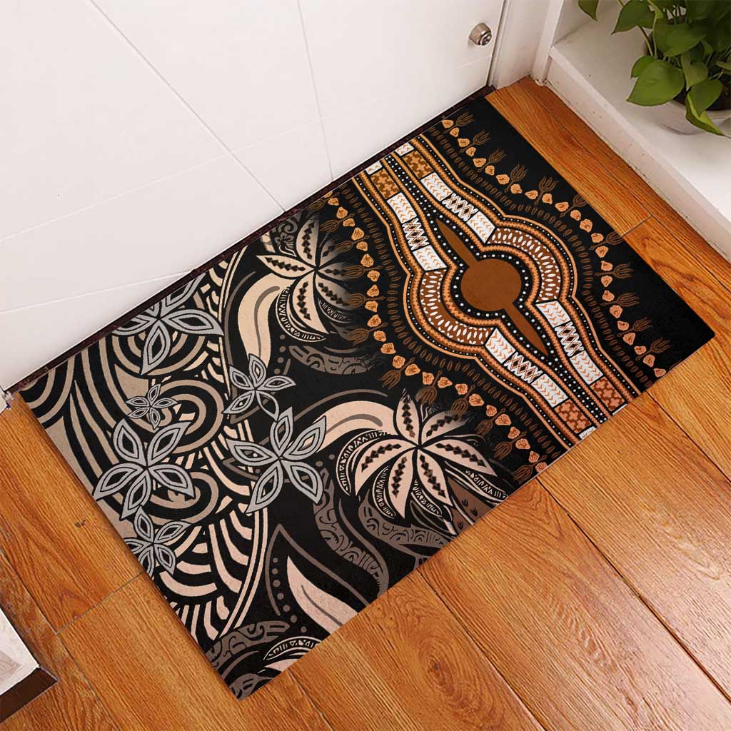 Polynesia Mixed African Dashiki Rubber Doormat Afro-pacific Culture - Gold