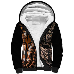 Polynesia Mixed African Dashiki Sherpa Hoodie Afro-pacific Culture - Gold