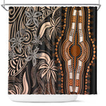 Polynesia Mixed African Dashiki Shower Curtain Afro-pacific Culture - Gold