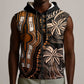 Polynesia Mixed African Dashiki Sleeveless Zip Hoodie Afro-pacific Culture - Gold - African Pride