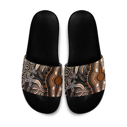 Polynesia Mixed African Dashiki Slide Sandals Afro-pacific Culture - Gold