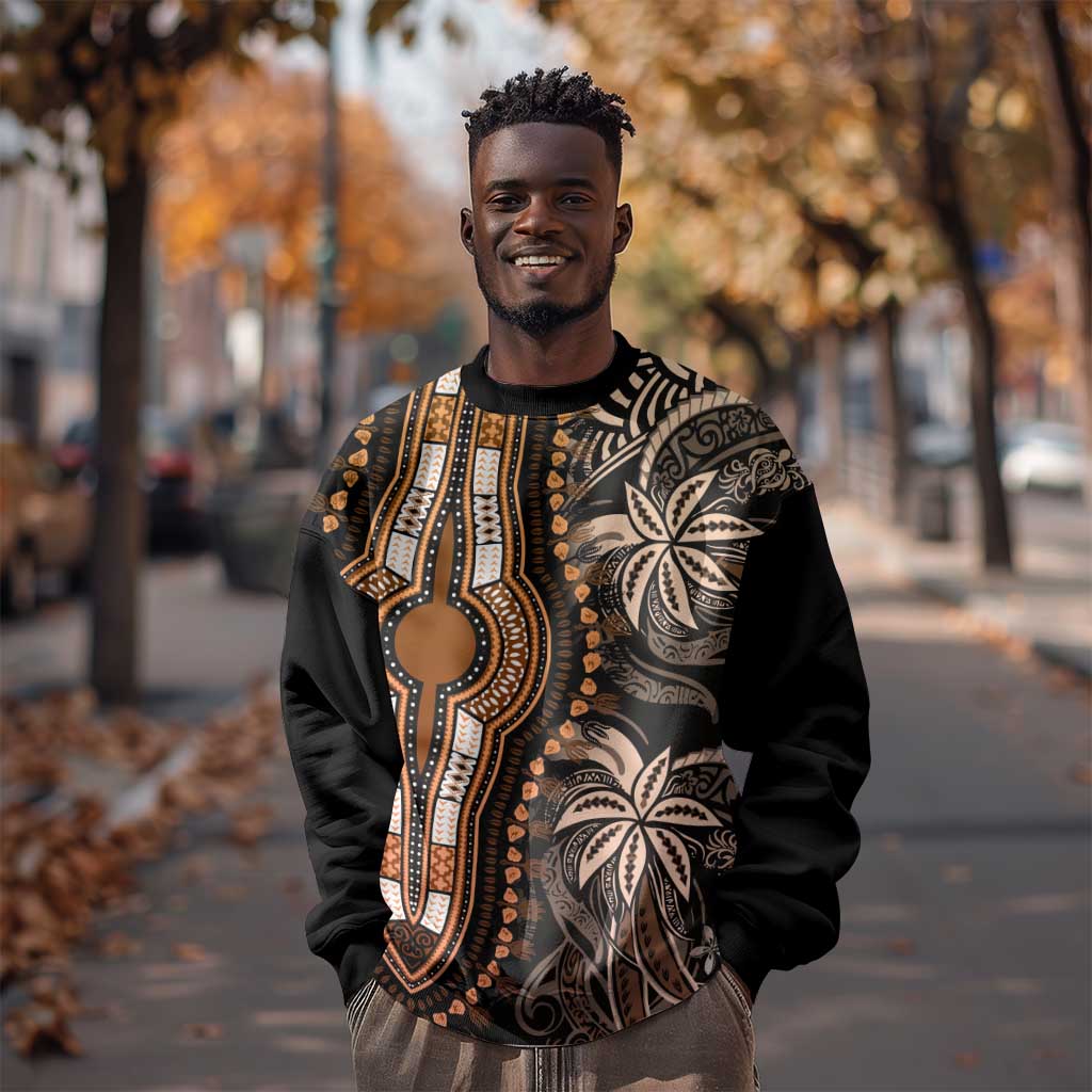 Polynesia Mixed African Dashiki Sweatshirt Afro-pacific Culture - Gold