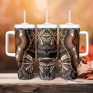 Polynesia Mixed African Dashiki Tumbler With Handle Afro-pacific Culture - Gold