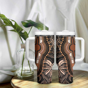 Polynesia Mixed African Dashiki Tumbler With Handle Afro-pacific Culture - Gold