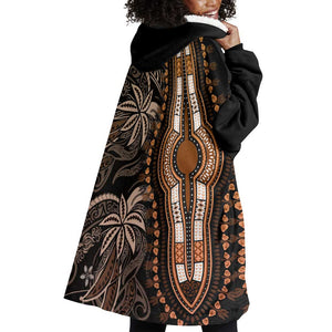 Polynesia Mixed African Dashiki Wearable Blanket Hoodie Afro-pacific Culture - Gold