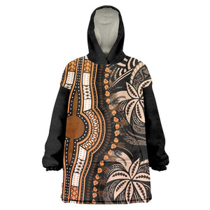 Polynesia Mixed African Dashiki Wearable Blanket Hoodie Afro-pacific Culture - Gold