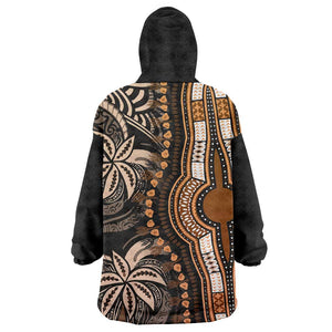 Polynesia Mixed African Dashiki Wearable Blanket Hoodie Afro-pacific Culture - Gold