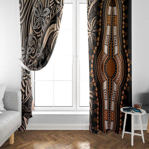 Polynesia Mixed African Dashiki Window Curtain Afro-pacific Culture - Gold