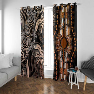 Polynesia Mixed African Dashiki Window Curtain Afro-pacific Culture - Gold