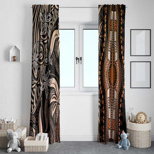 Polynesia Mixed African Dashiki Window Curtain Afro-pacific Culture - Gold