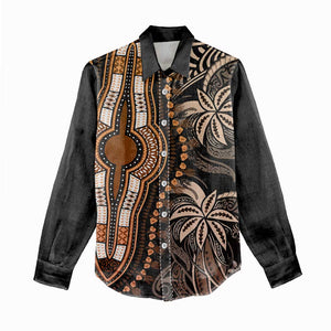 Polynesia Mixed African Dashiki Women Casual Shirt Afro-pacific Culture - Gold